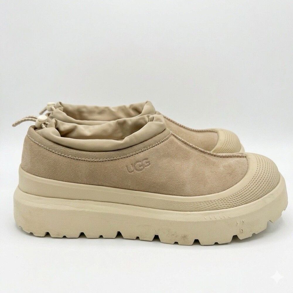 UGG Mens 11 Tasman Weather Hybrid Driftwood Beige Suede Slip-On 1144096